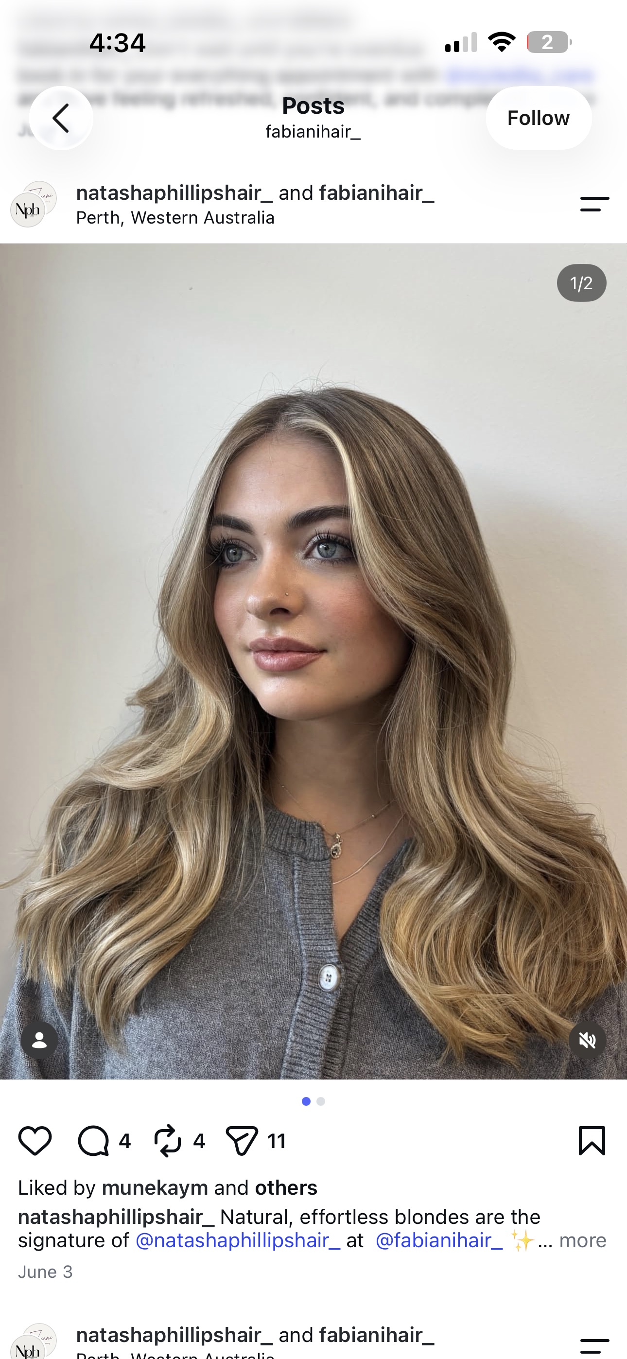 Long dimensional blonde hair with face-framing highlights