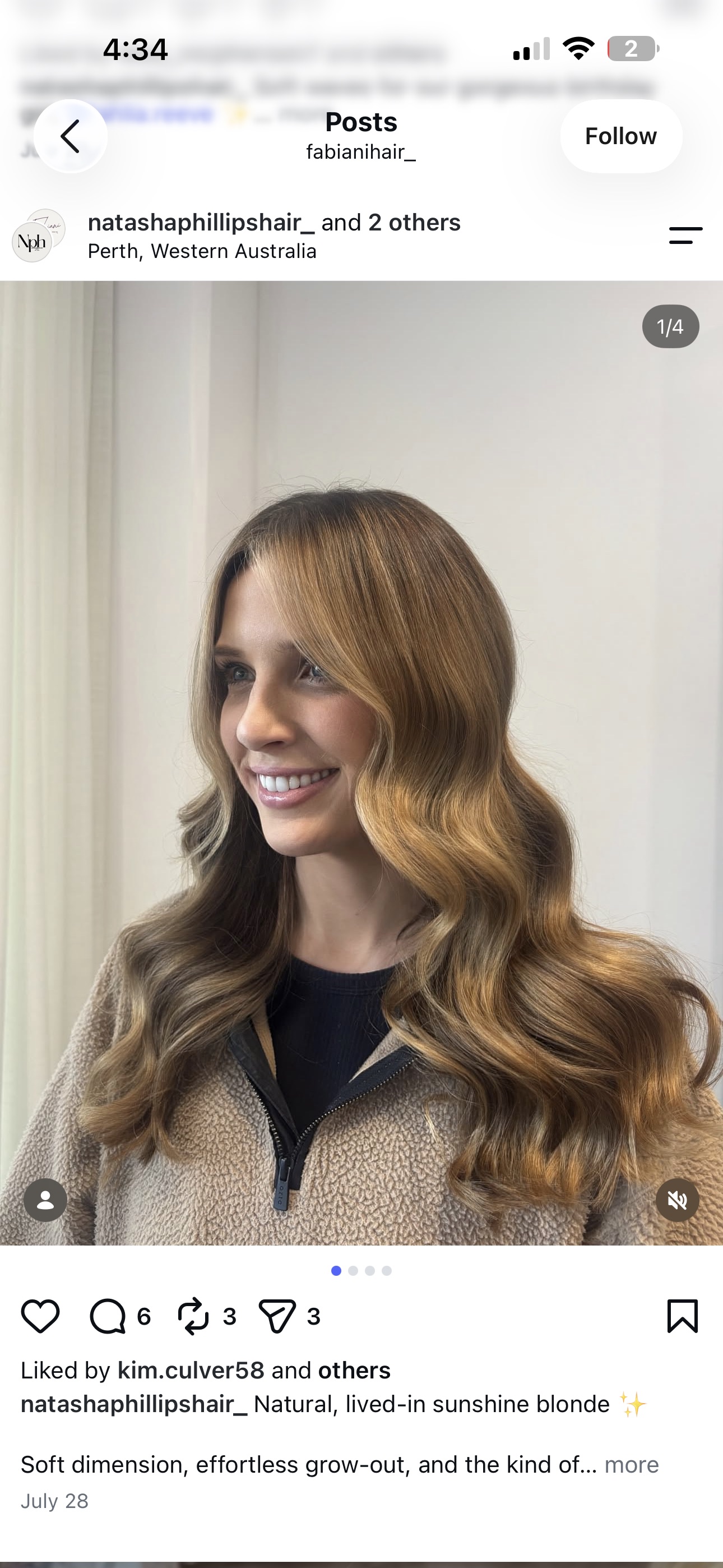 Long softly waved caramel blonde hair